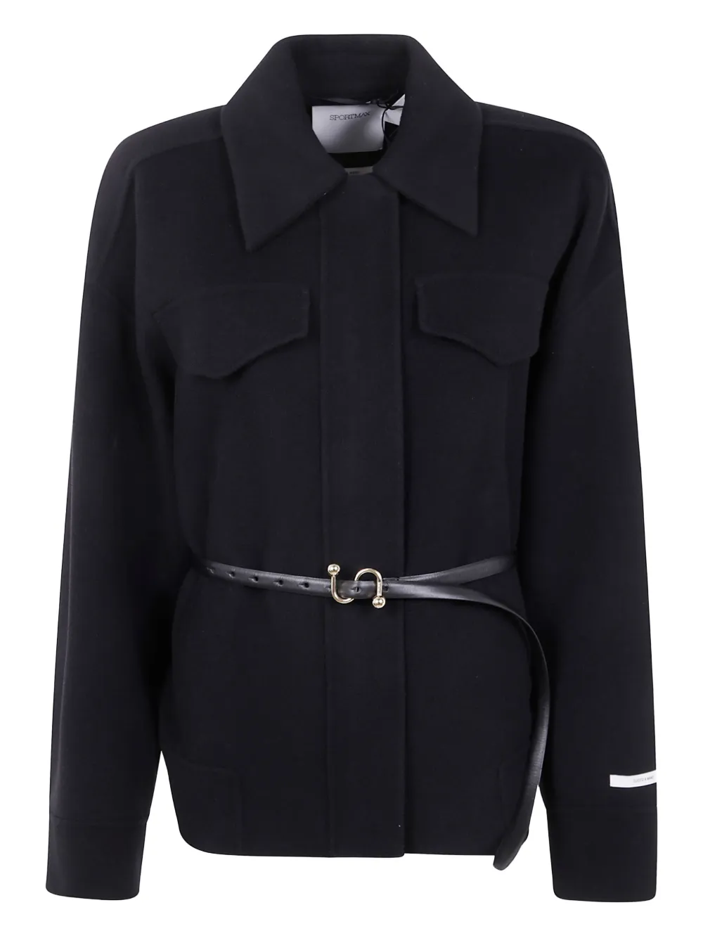 Sportmax Wollen jas met ceintuur Zwart