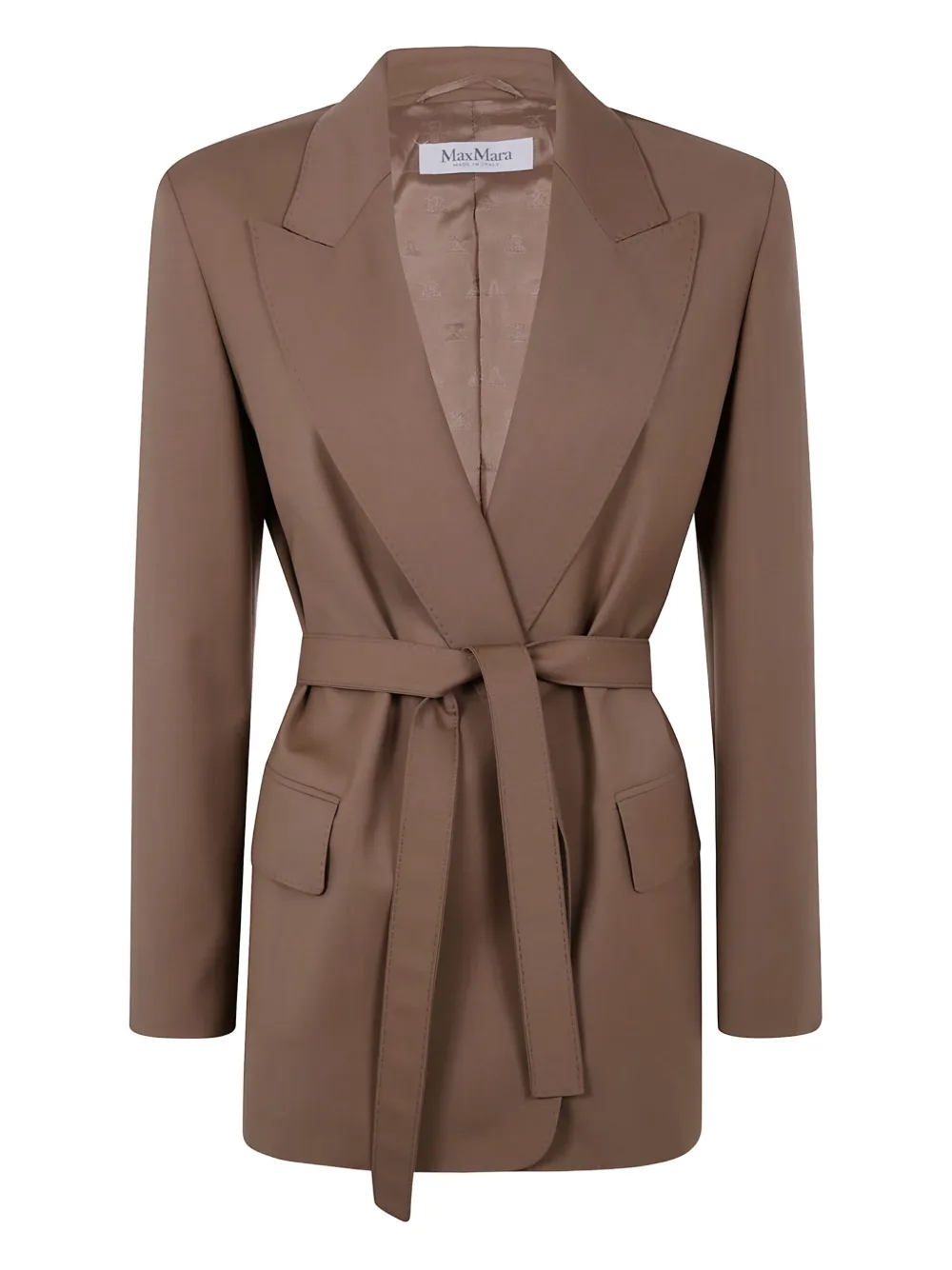 Max Mara Wollen jas met ceintuur Bruin