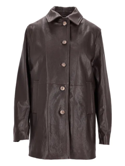 LA ROSE button-up leather coat