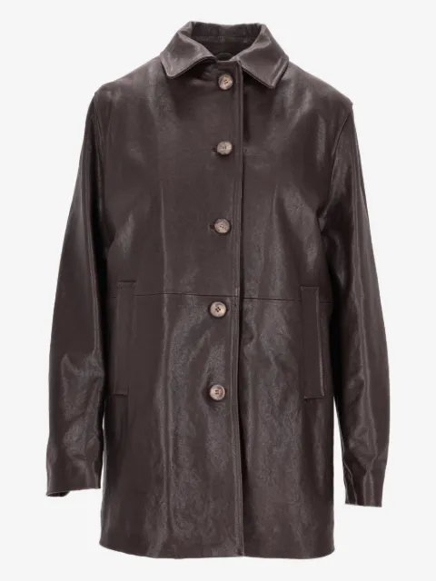 LA ROSE button-up leather coat
