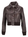 LA ROSE leather cropped jacket - Brown