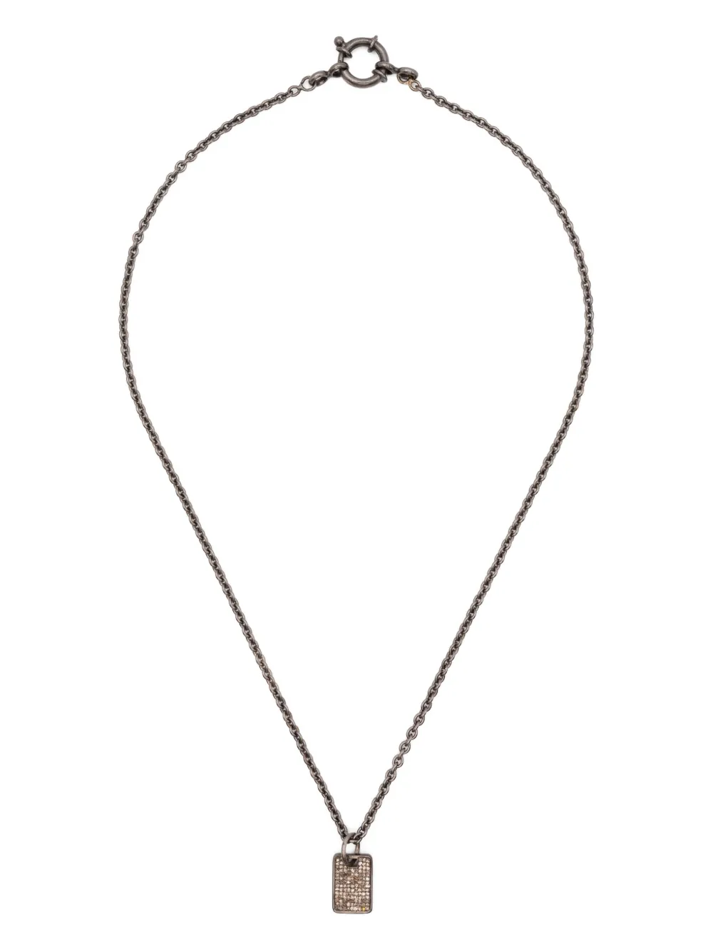 KUNDO diamond-pendant necklace - シルバートーン KUNDO diamond-pendant necklace - シルバートーン