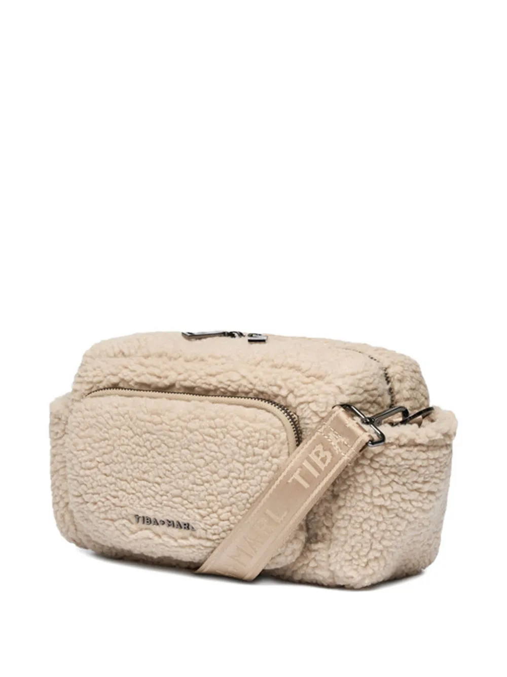 Tiba + Marl Inka kinderwagen tas met teddytextuur en rits Beige