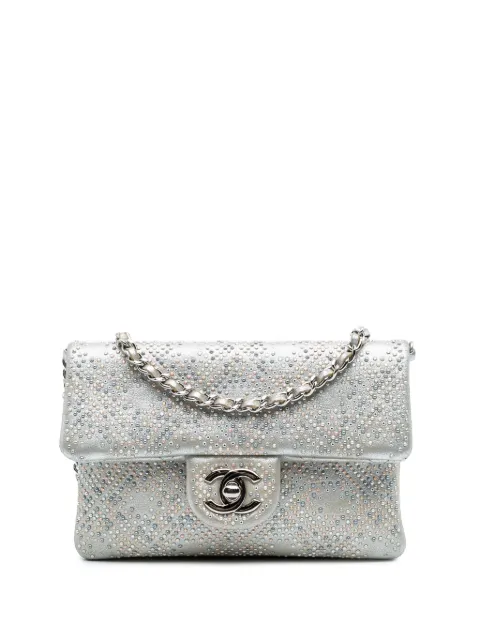 CHANEL Pre-Owned 2012-2013 CC Iridescent and Studded Calfskin Flap Clutch on Chain crossbody bag