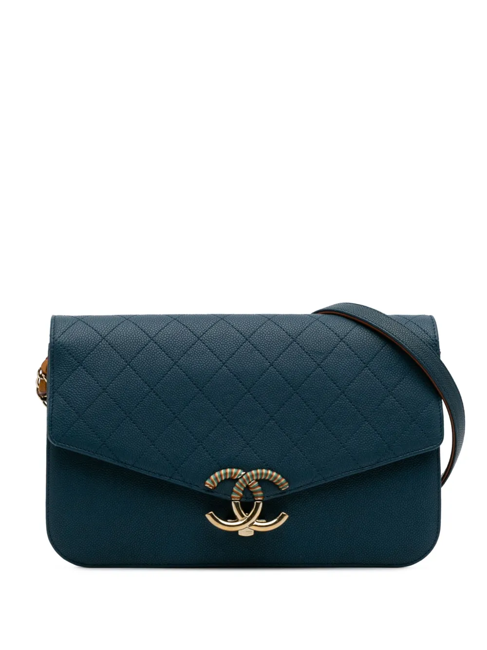 CHANEL Pre-Owned 2016-2017 Paris Cuba Quilted Caviar Thread Around Flap crossbody bag | Blue | Image 1