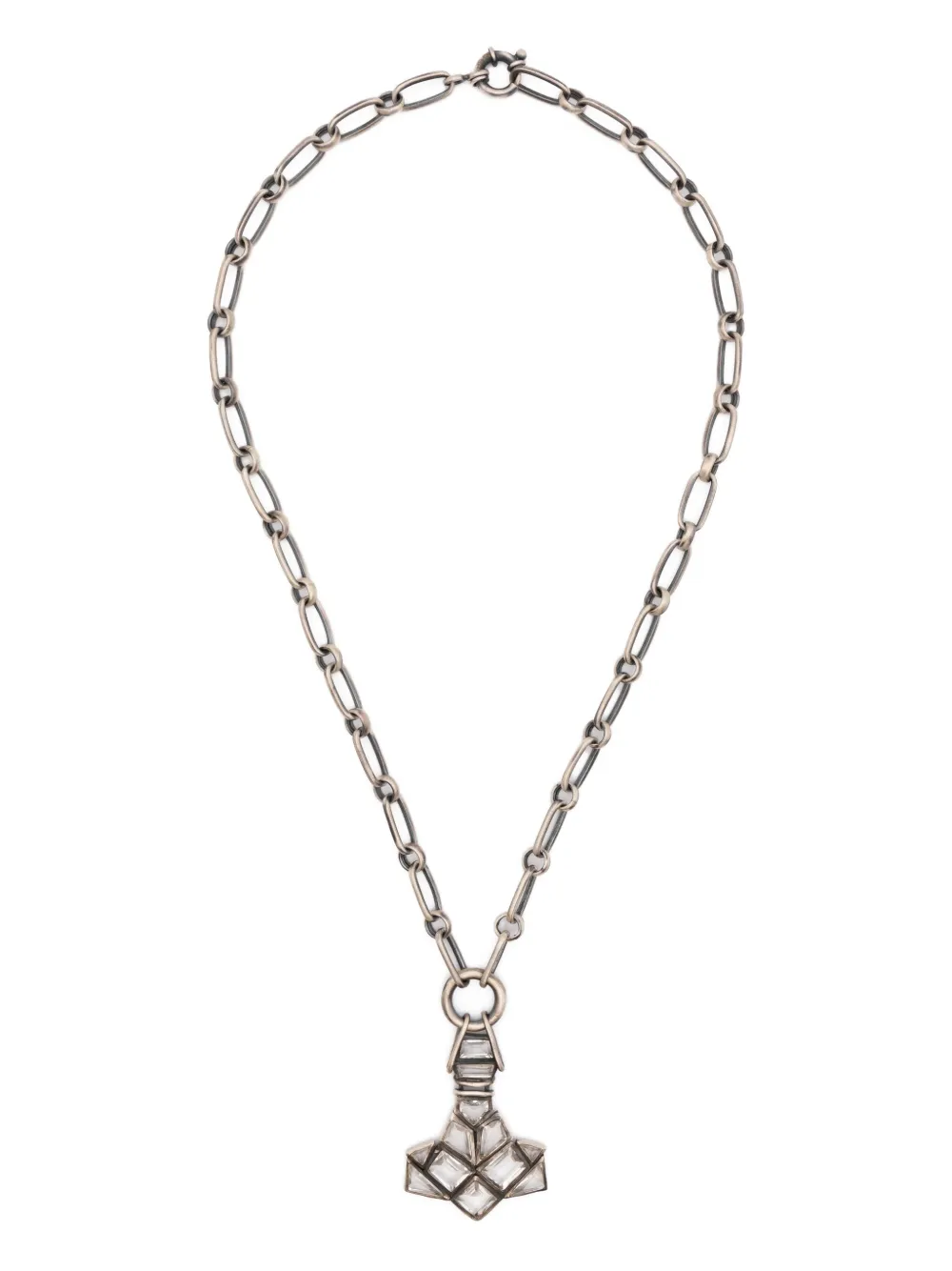 KUNDO quartz-embellished chain necklace - シルバートーン KUNDO quartz-embellished chain necklace - シルバートーン