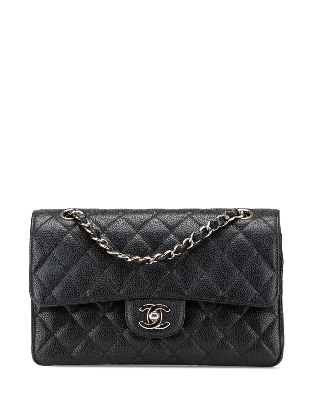 CHANEL Pre-Owned 2012 ミディアム クラシック キャビア ダブルフラップ ショルダーバッグ - ブラック CHANEL Pre-Owned 2012 ミディアム クラシック キャビア ダブルフラップ ショルダーバッグ - ブラック