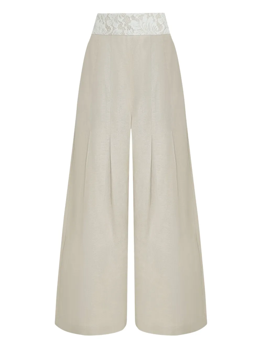 Lethicia Bronstein lace-insert pleated trousers Beige
