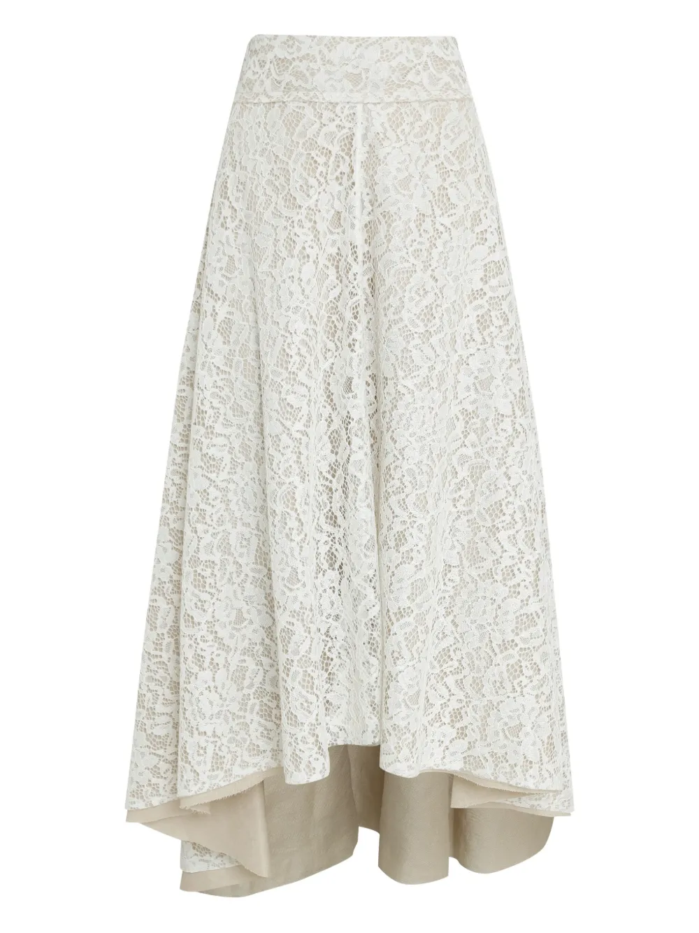 Lethicia Bronstein lace-hem mullet midi skirt Wit