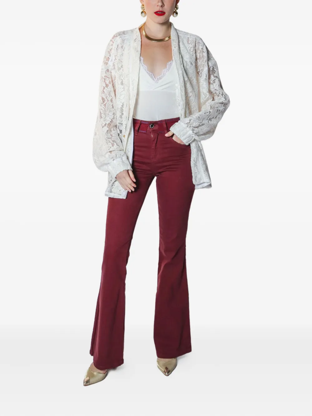 Lethicia Bronstein flare high-waisted jeans Rood