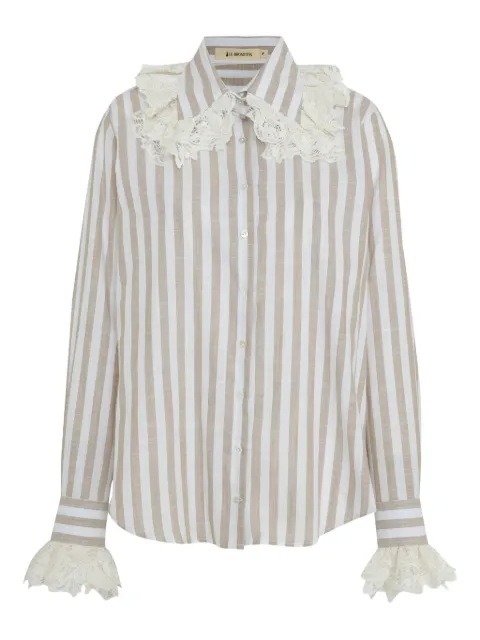 Lethicia Bronstein striped lace-trimmed shirt