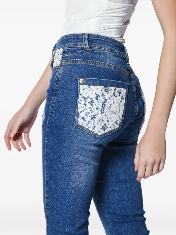 Lethicia Bronstein Viviane lace-pocket Distressed Jeans Blue - Main Image