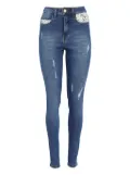 Lethicia Bronstein Viviane lace-pocket distressed jeans - Blue