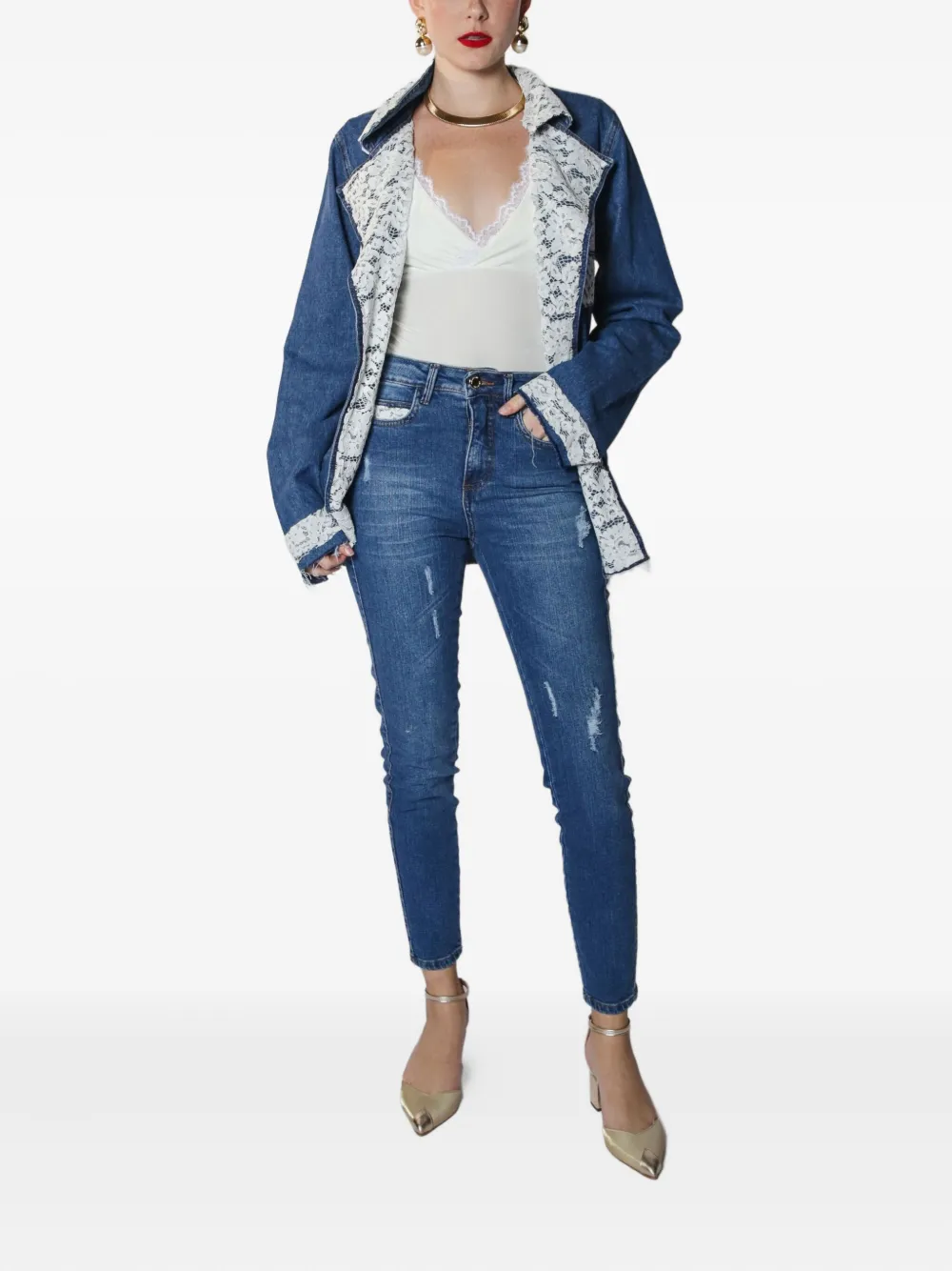 Lethicia Bronstein Viviane lace-pocket distressed jeans | Skinny Jeans | Image 2