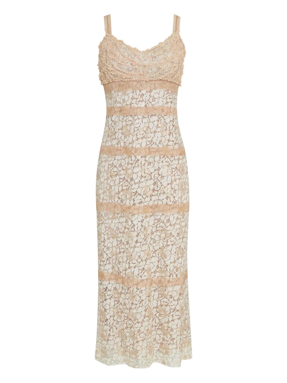 Lethicia Bronstein Melissa lace-panelled embellished midi dress - Lethicia Bronstein Melissa lace-panelled embellished midi dress -