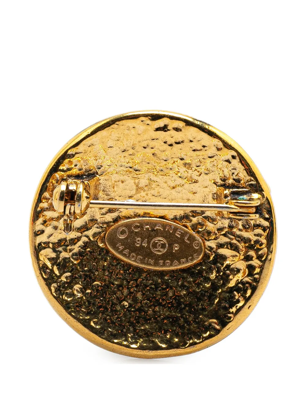 CHANEL Pre-Owned 1994 Gold Plated CC Round Brooch costume brooch | Image 2