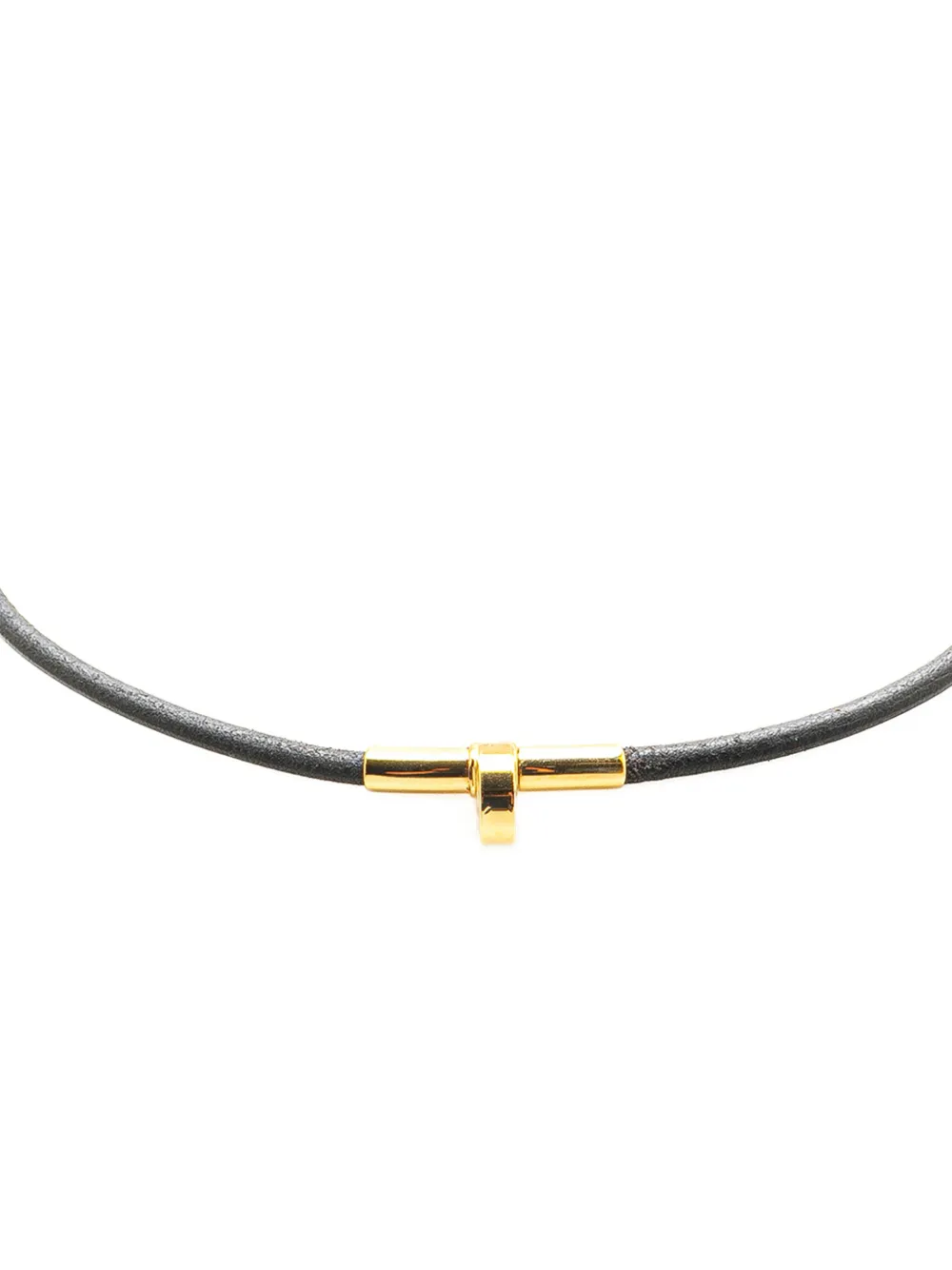 20th Century Gold Plated and Leather Kite Choker Necklace costume necklace