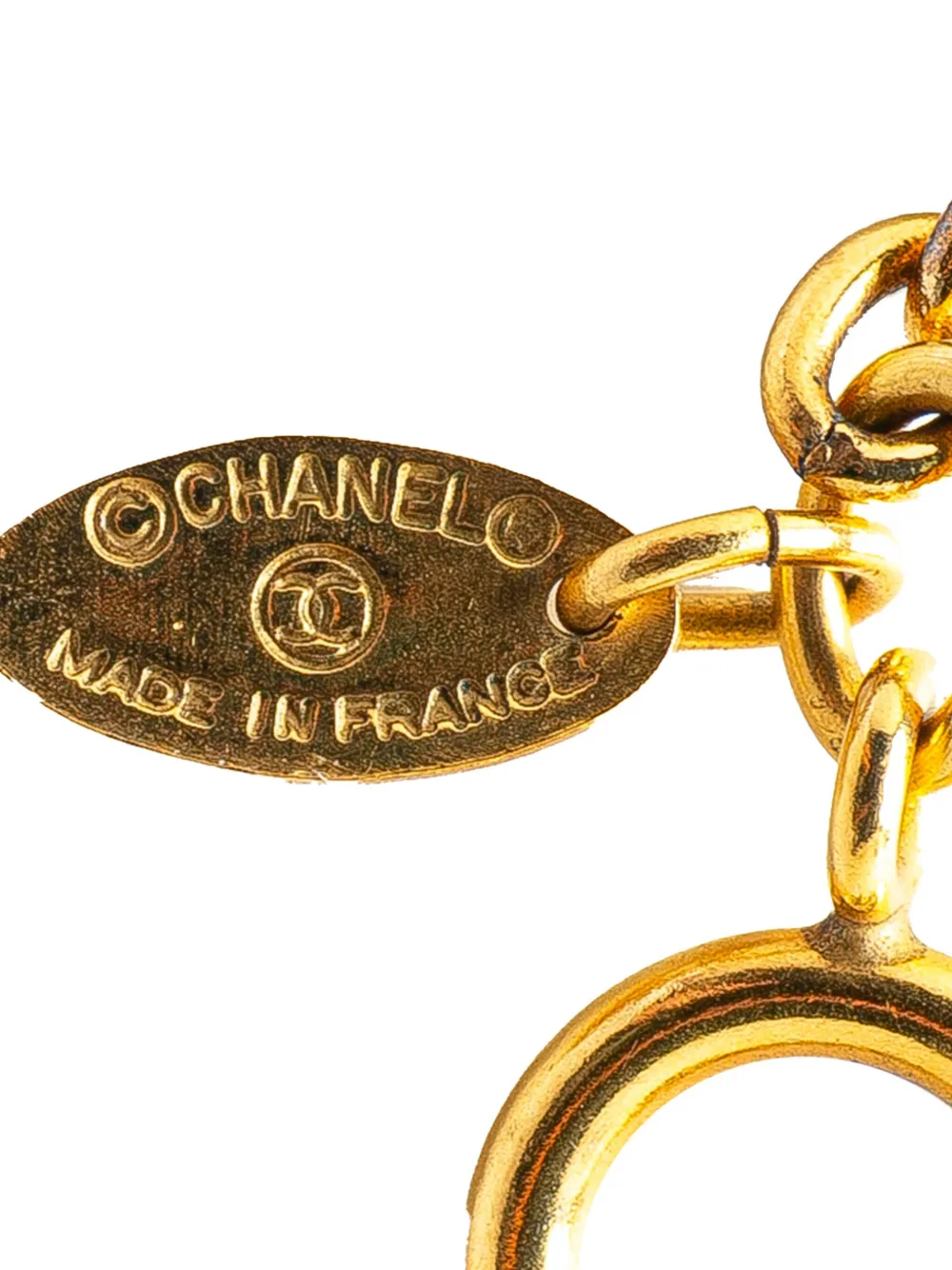 CHANEL Pre-Owned 1970-1980 Gold Plated Quilted CC Pendant Necklace costume necklace | Image 2