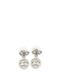 CHANEL Pre-Owned 2022 Silver CC Rhinestones Push Back Earrings costume earrings