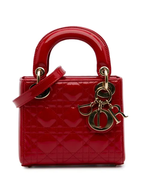 Christian Dior Pre-Owned bolsa satchel Mini Patent Cannage Lady Dior 2015
