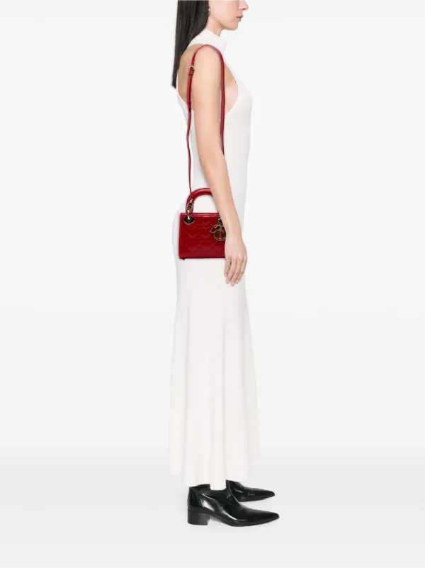 美品・ヴィンテージ【Dior】2015 パテント サッチェルバッグ Christian Dior Pre-Owned 2015 ミディアム パテント カナージュ