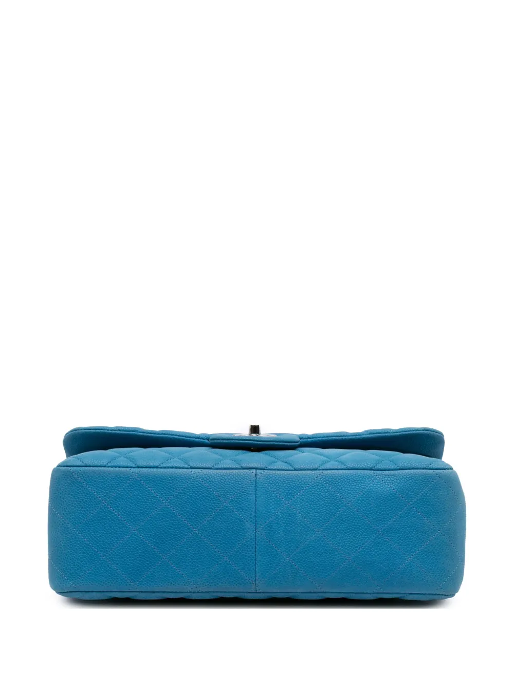 Pre-owned Chanel 2013-2014 Jumbo Classic Caviar Double Flap Shoulder Bag In Blue