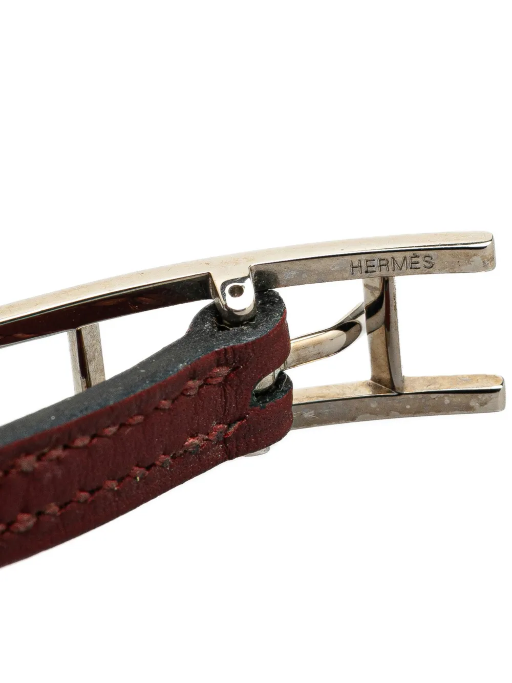 Pre-owned Hermes 2005 Leather Behapi Triple Tour Bracelet Costume Bracelet