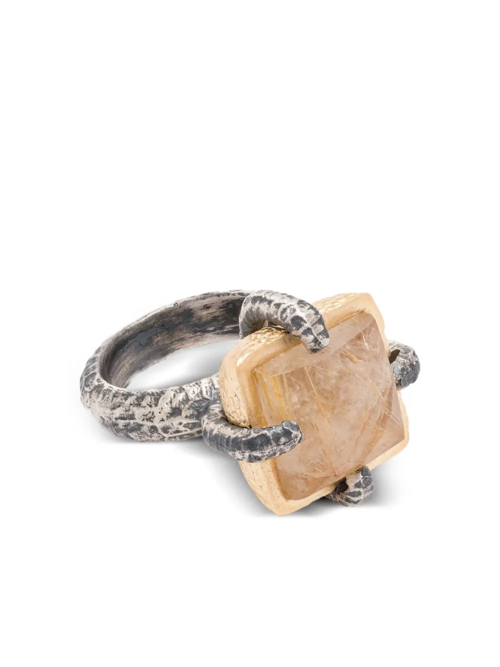 KUNDO Anello placcato oro con quarzo - Argento