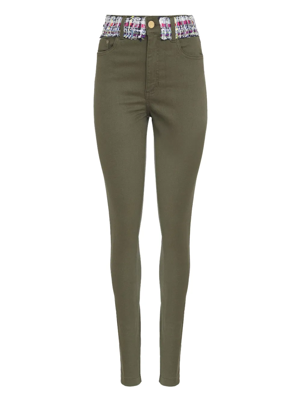 Lethicia Bronstein Sandra tweed-waistband skinny pants Groen