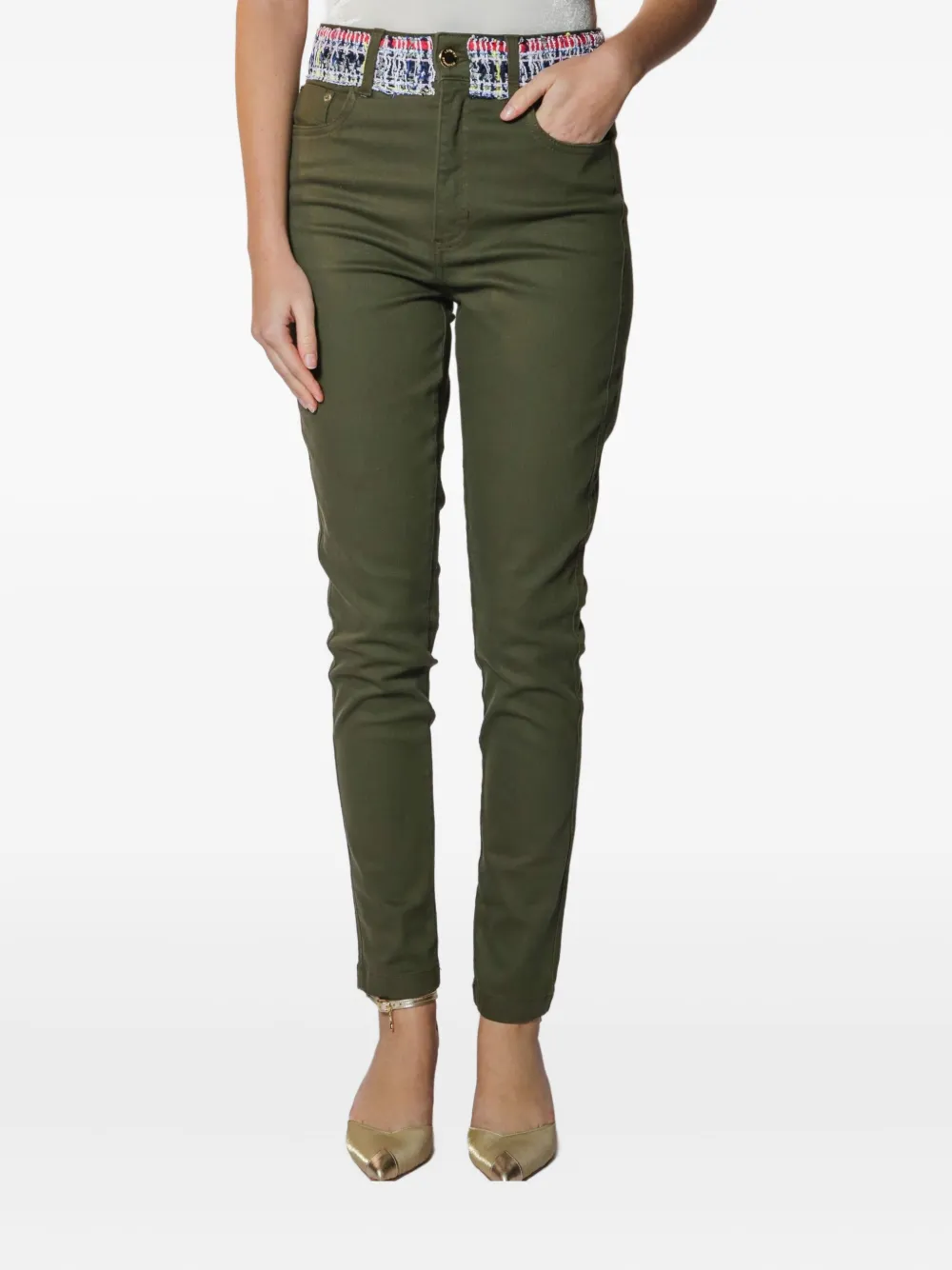 Lethicia Bronstein Sandra tweed-waistband skinny pants Groen