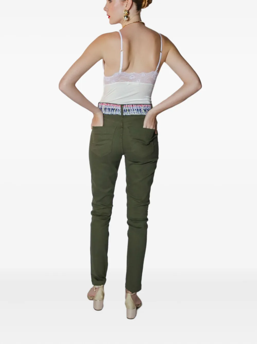 Lethicia Bronstein Sandra tweed-waistband skinny pants Groen