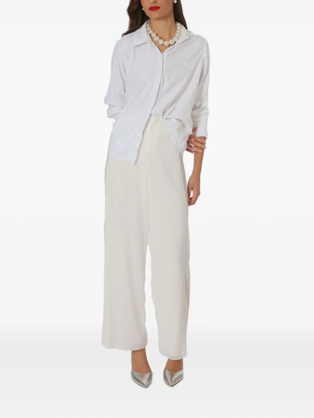 Lethicia Bronstein Willow lace-insert trousers Wit