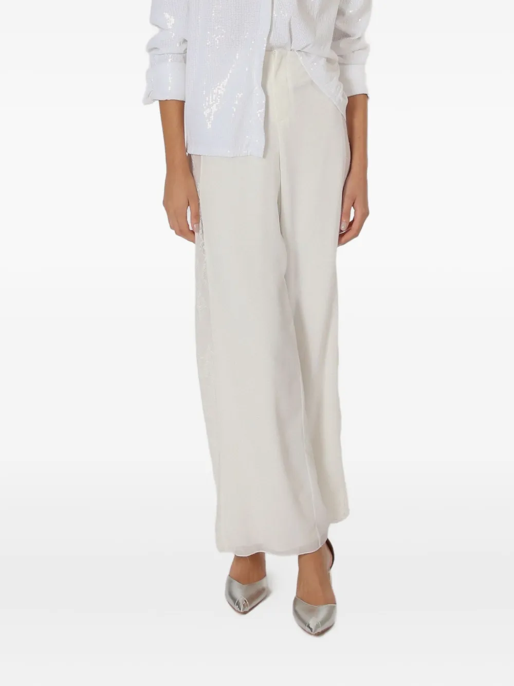Lethicia Bronstein Willow lace-insert trousers Wit