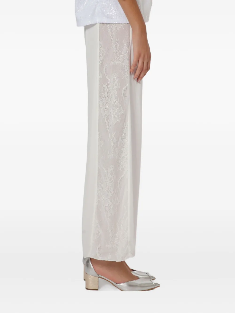 Lethicia Bronstein Willow lace-insert trousers Wit