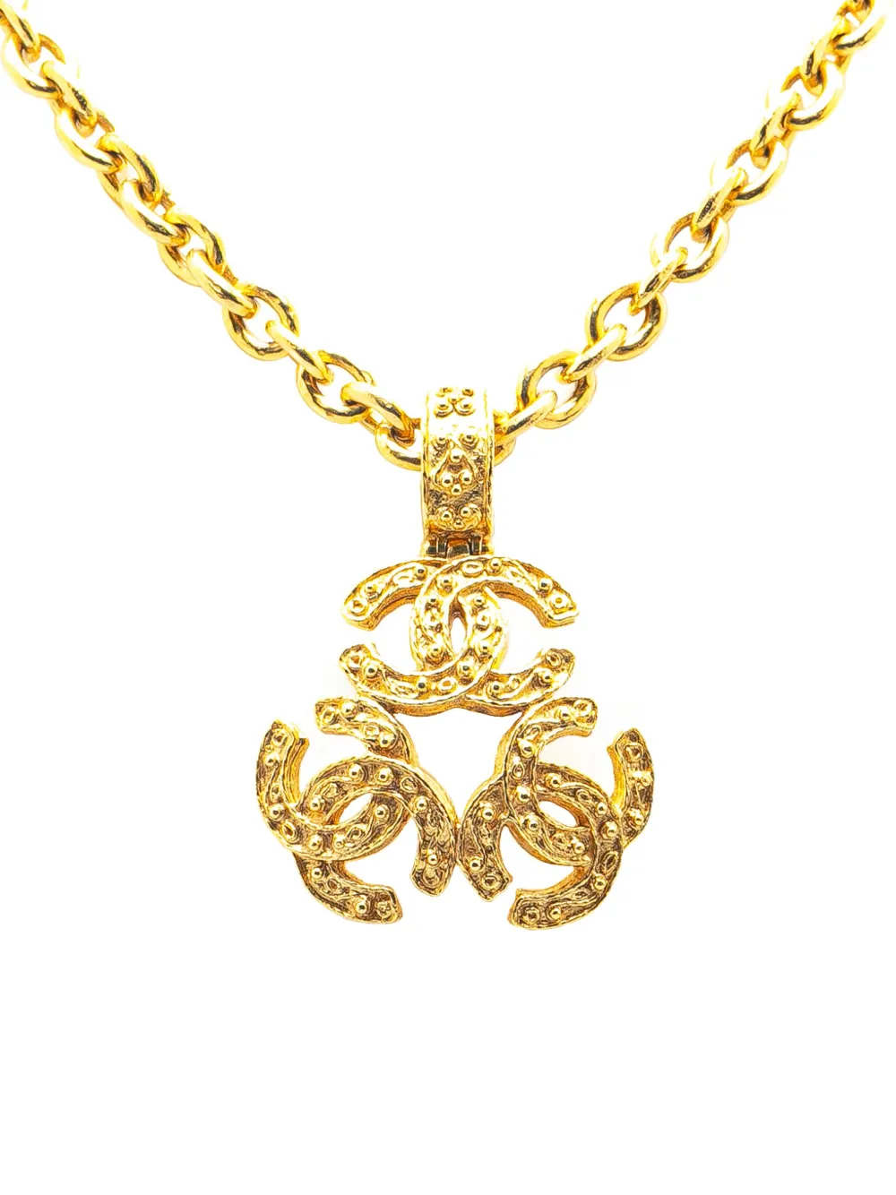 CHANEL Pre-Owned 1994 ゴールドプレーテッド トリプル ココマーク ペンダント コスチューム ネックレス - CHANEL Pre-Owned 1994 ゴールドプレーテッド トリプル ココマーク ペンダント コスチューム ネックレス -