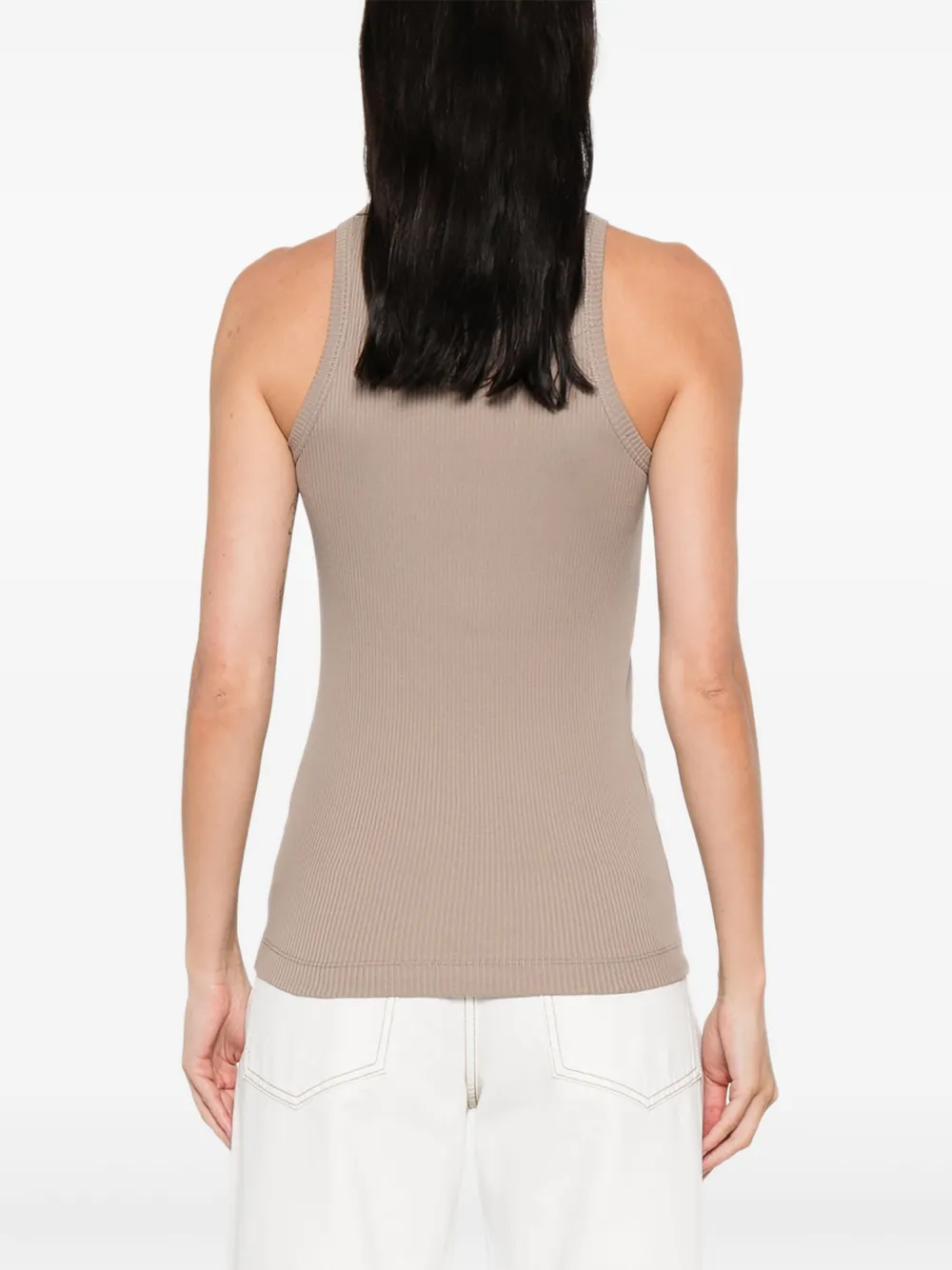 Brunello Cucinelli ribbed scoop-neck top Bruin