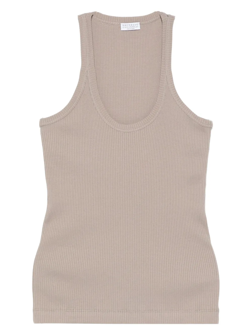 Brunello Cucinelli ribbed scoop-neck top Bruin