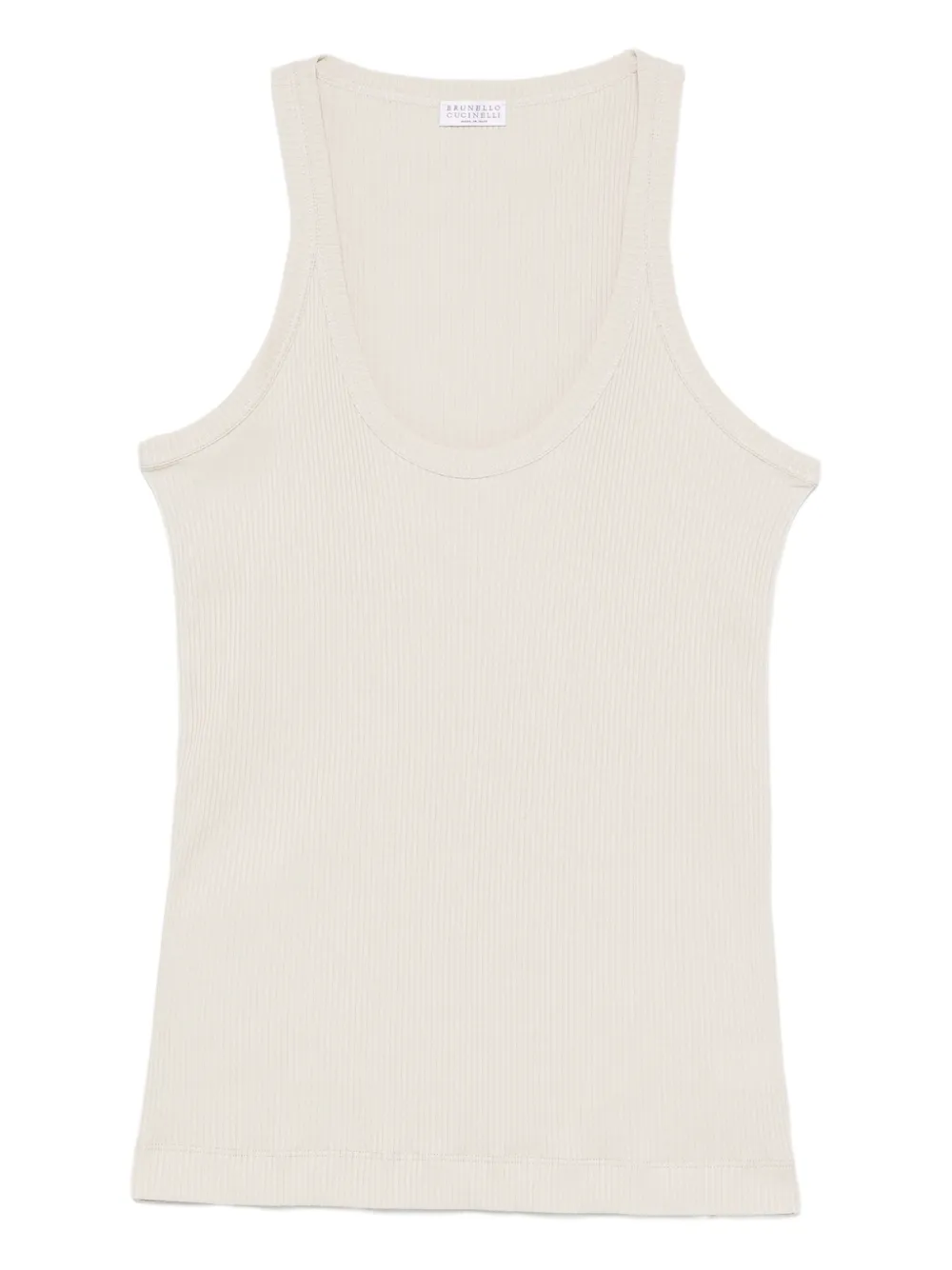 Brunello Cucinelli ribbed scoop-neck top Beige