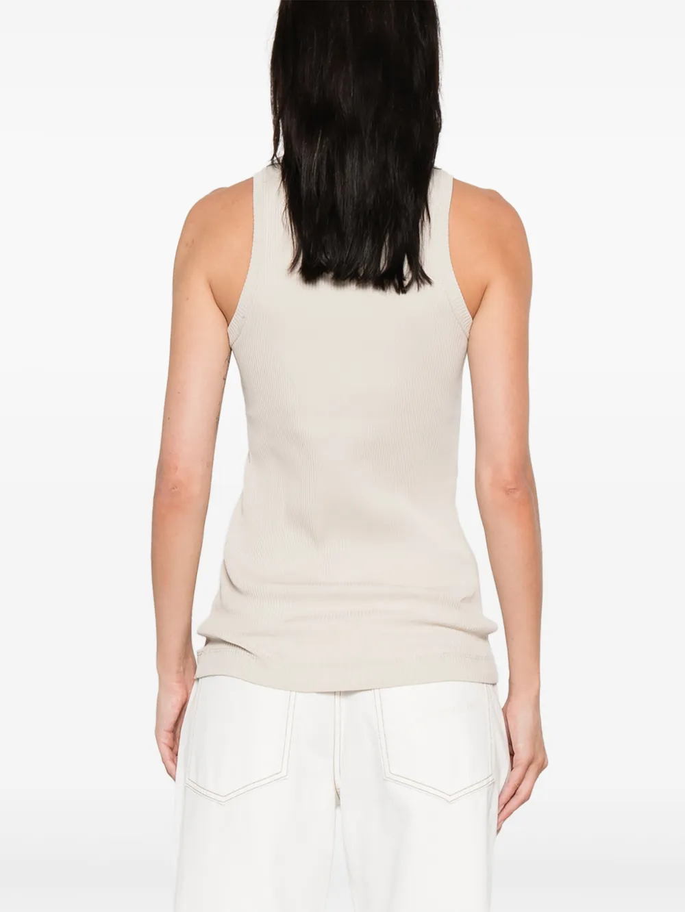 Brunello Cucinelli ribbed scoop-neck top Beige