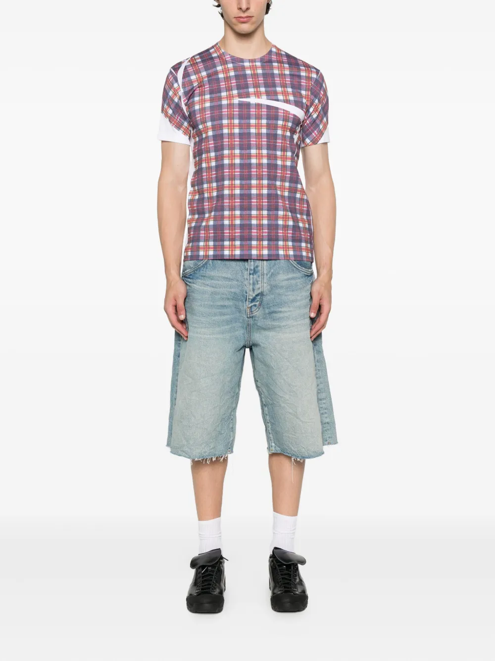 Comme Des Garçons Shirt Geruit T-shirt met vlakken Wit