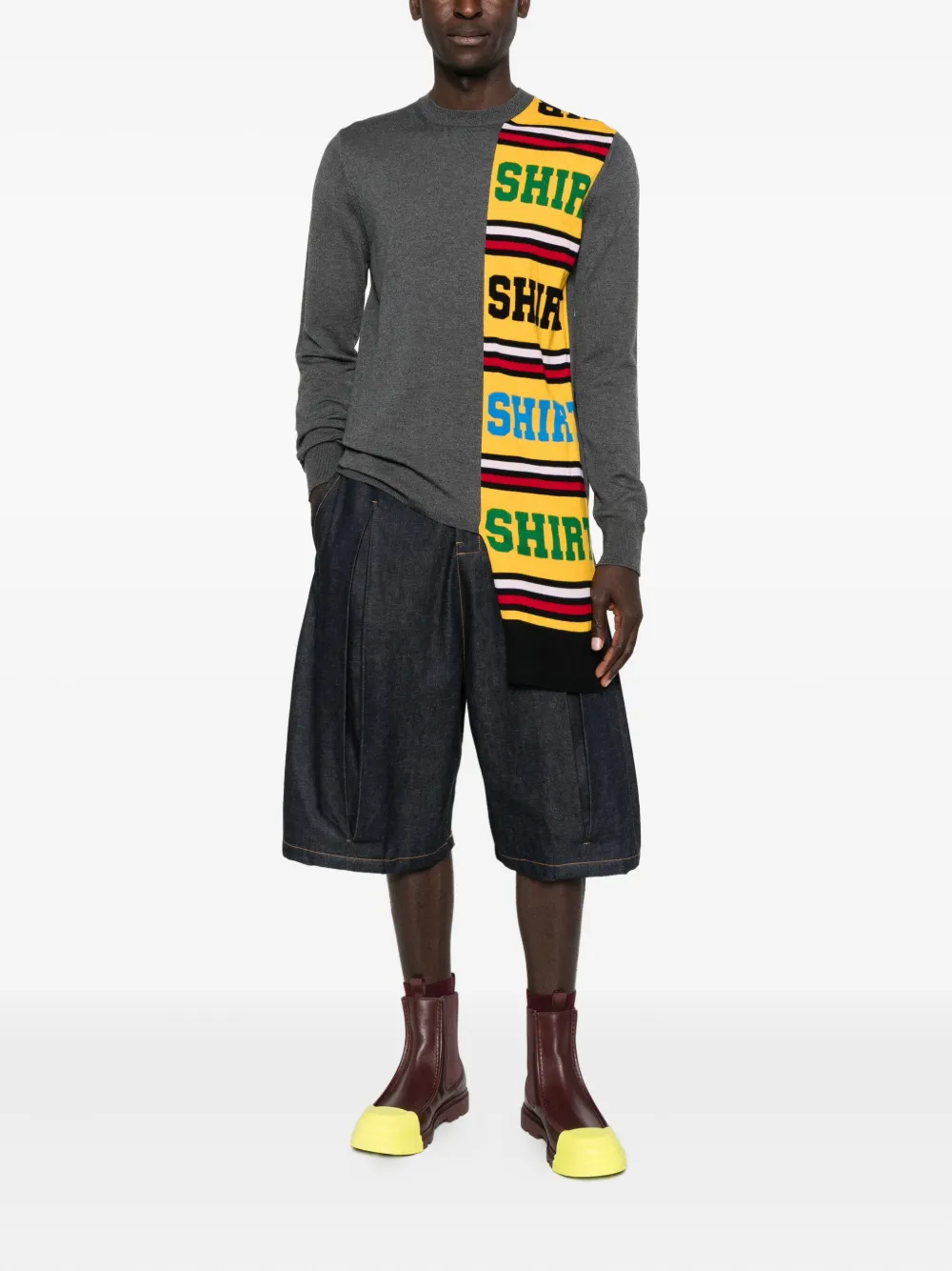 Comme Des Garçons Shirt layered wool sweater - Grijs