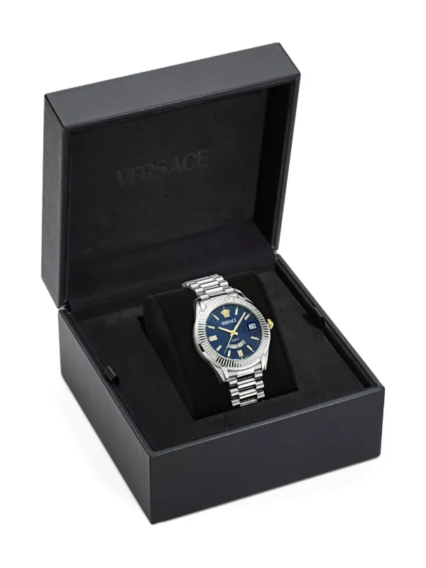 Versace Greca GMT Fluted 41mm | Blue | FARFETCH