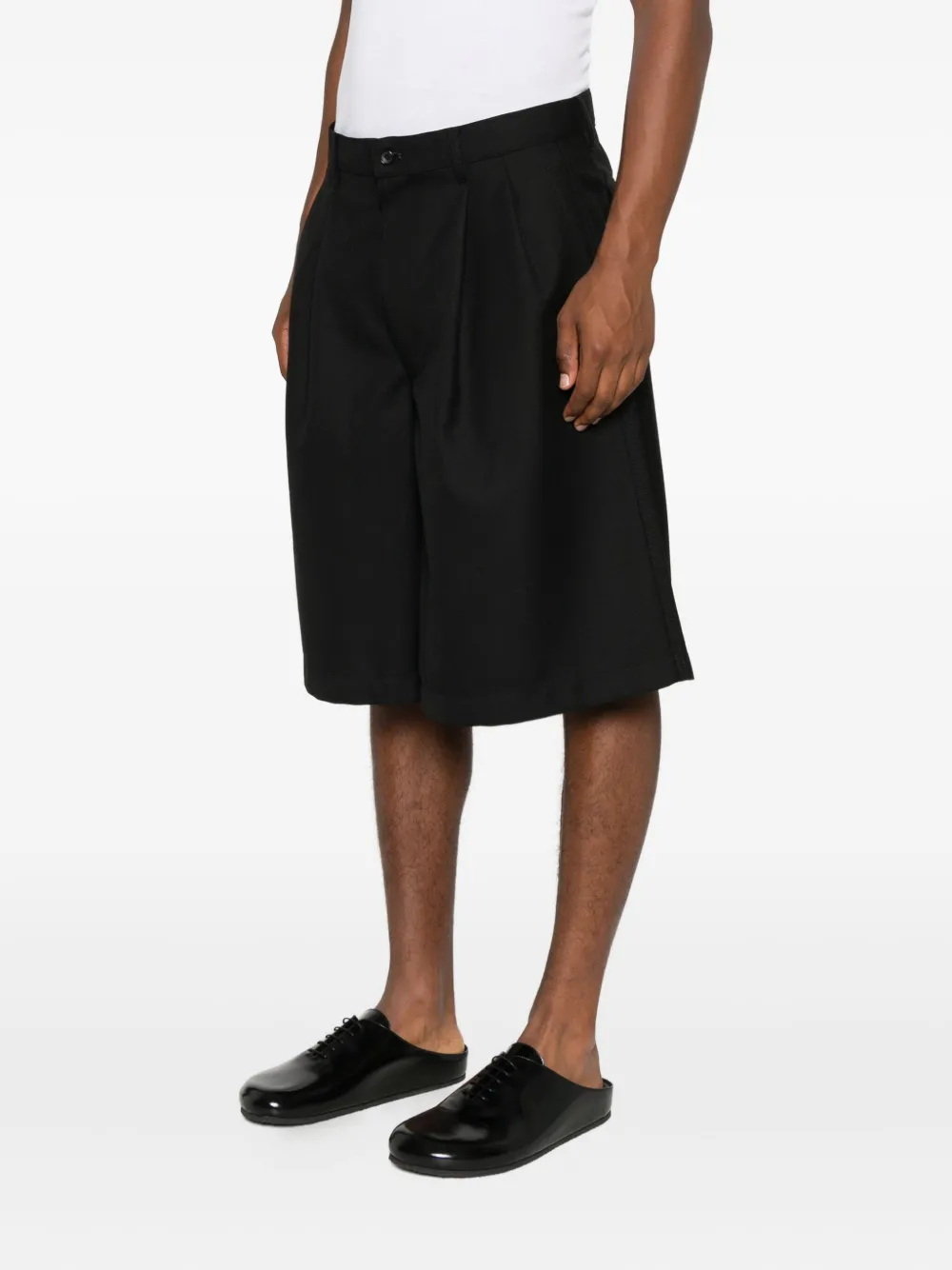 Comme Des Garçons Shirt Geplooide gabardine shorts Zwart