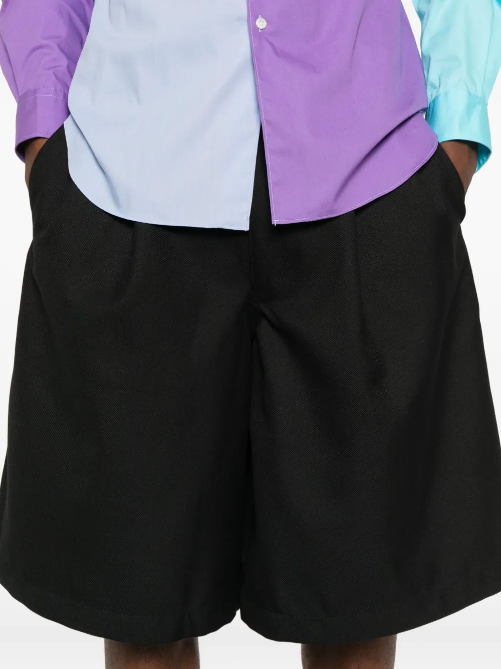 Comme Des Garçons Shirt Geplooide gabardine shorts Zwart