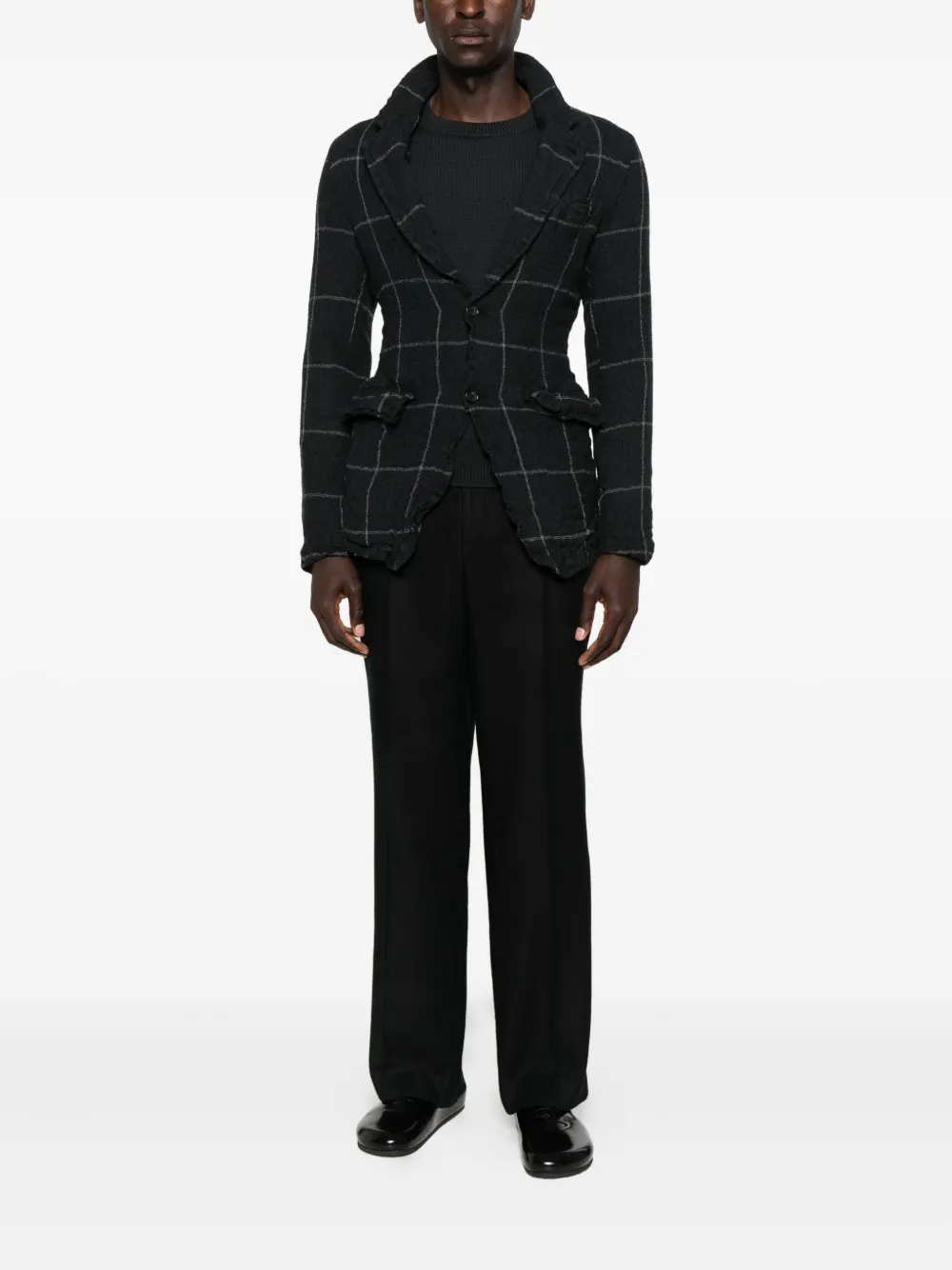 Comme Des Garçons Shirt Checked Blazer In Gray