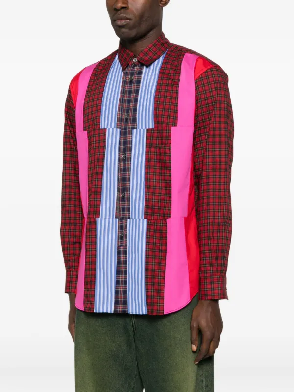 Comme Des Garçons Shirt Patchwork Plaid Shirt | Red | FARFETCH