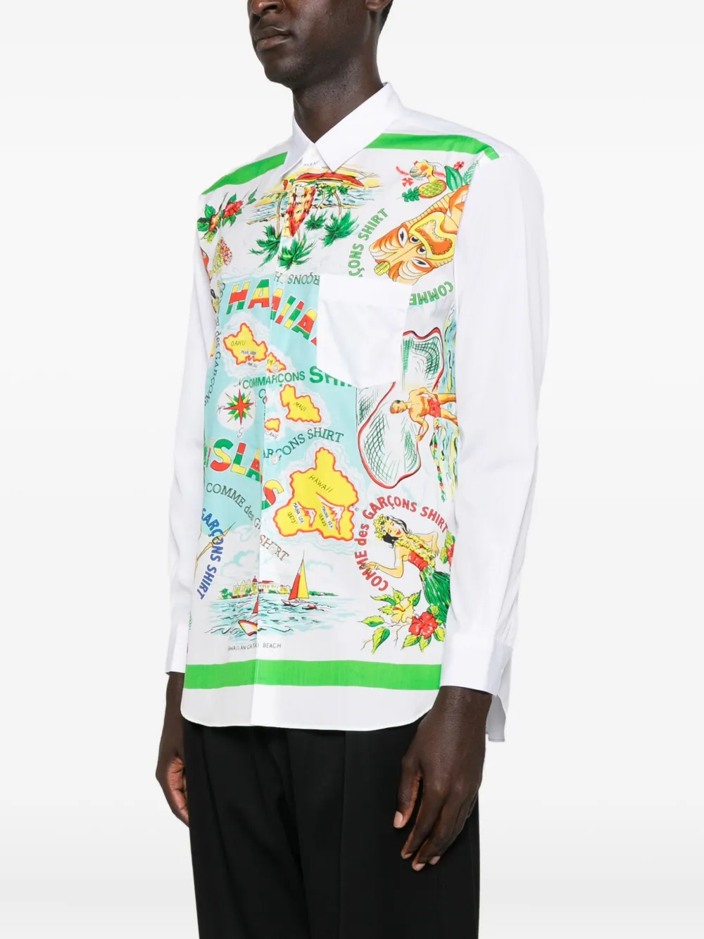 Comme Des Garçons Shirt Overhemd met bloemenprint Wit