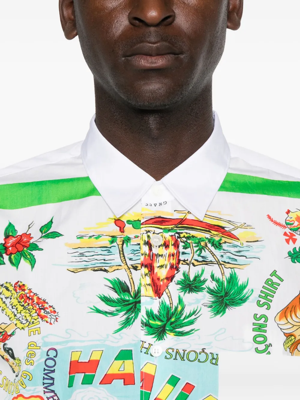 Comme Des Garçons Shirt Overhemd met bloemenprint Wit