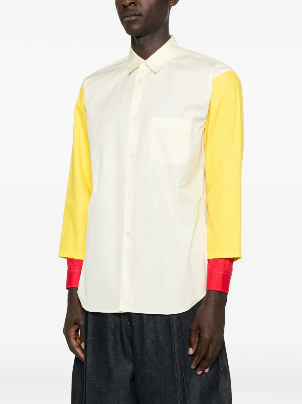 Comme Des Garçons Shirt Colour-block Long-sleeved Shirt In Neutral