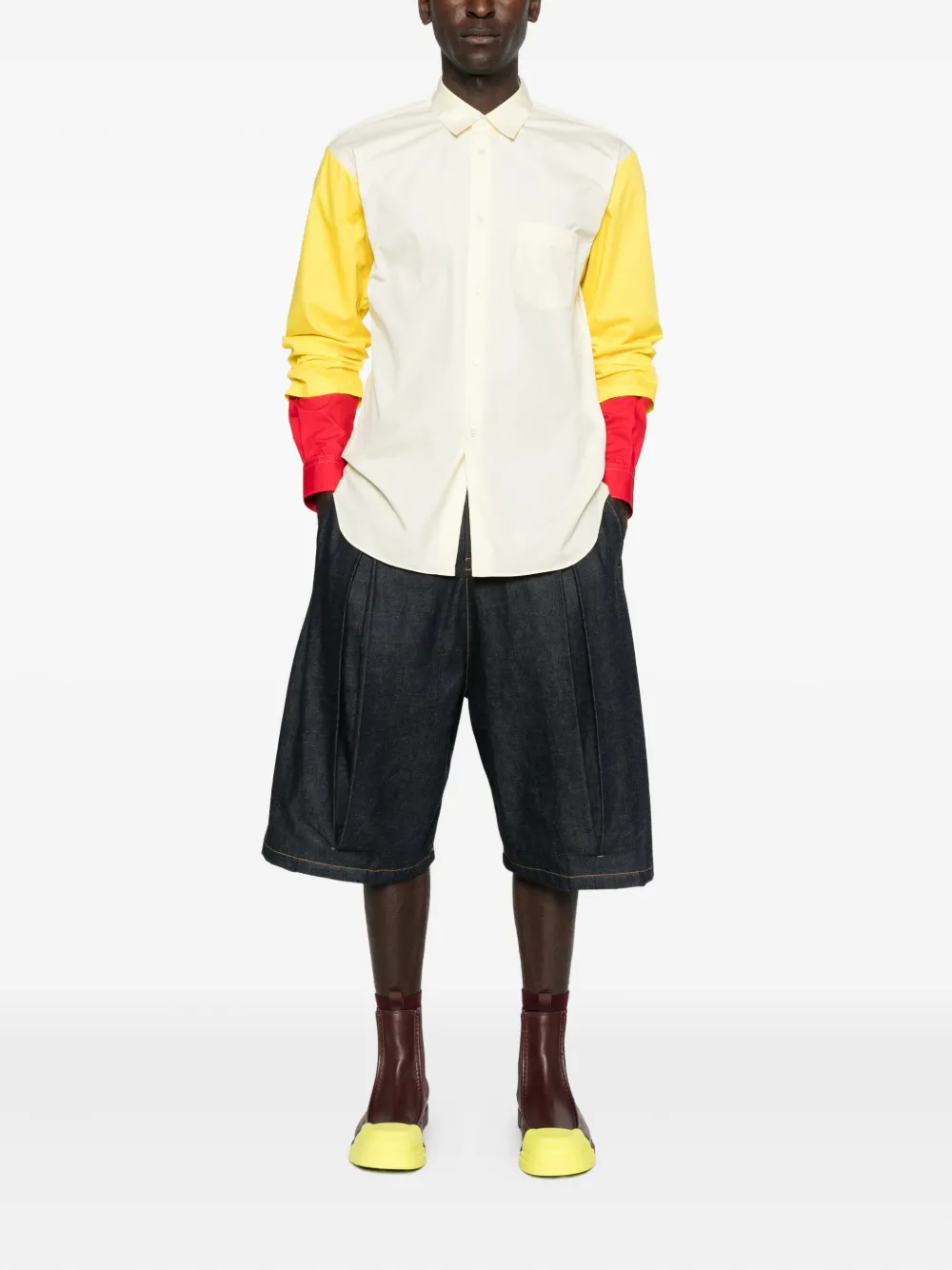 Comme Des Garçons Shirt colour-block long-sleeved shirt - Beige